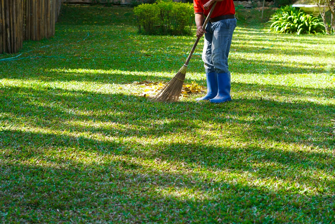 2026 09 10T14 46 33.967508Z a man worker sweeps leaves in the public park photo